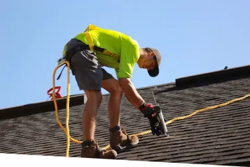 Residential roofing crew at work